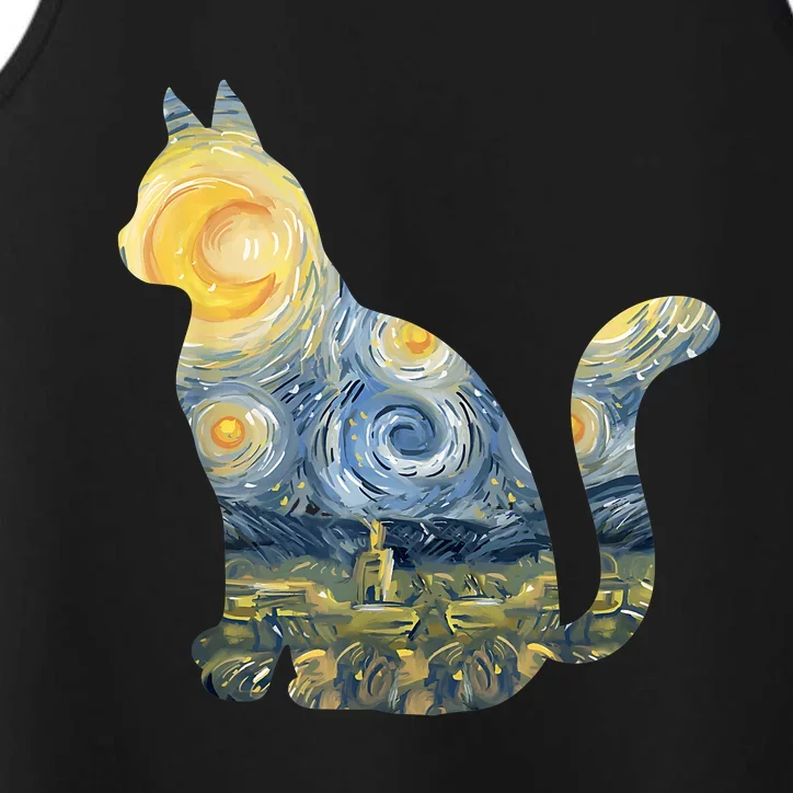 Cute Cat Toy Starry Night Fur Kitten Animal Painting Performance Tank