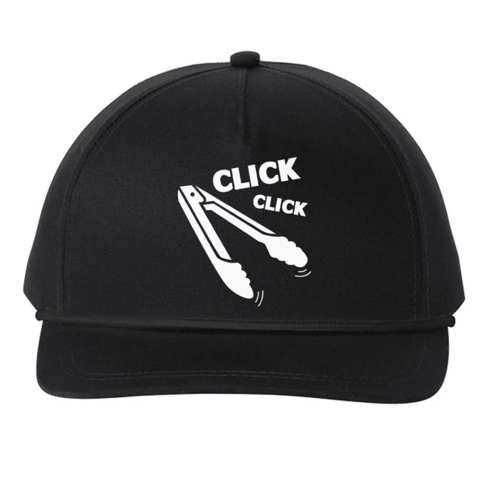 Click Click Tongs BBQ Barbecue Funny Premium Snapback Five-Panel Rope Hat