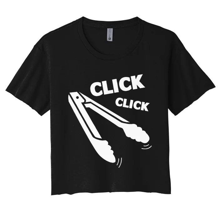 Click Click Tongs BBQ Barbecue Funny Premium Women's Crop Top Tee