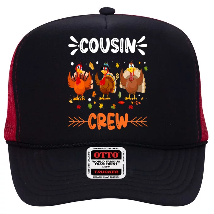 Cousin Crew Turkey Family Thanksgiving Pajamas Matching Gift High Crown Mesh Trucker Hat