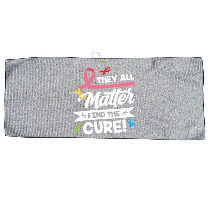 Cancer Cure They All Matter Find The Cure! All Ribbons Large Microfiber Waffle Golf Towel