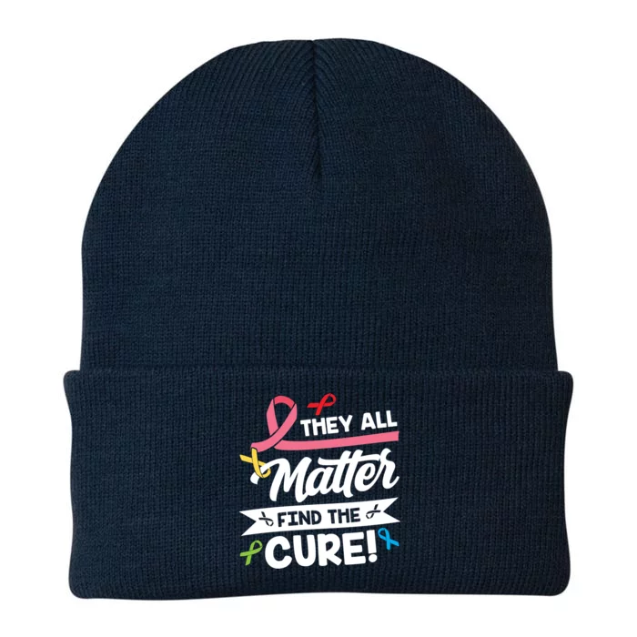 Cancer Cure They All Matter Find The Cure! All Ribbons Knit Cap Winter Beanie