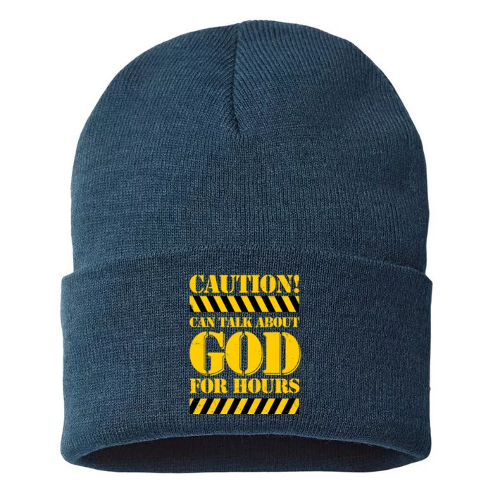 Caution! Can Talk About God For Hours Sustainable Knit Beanie