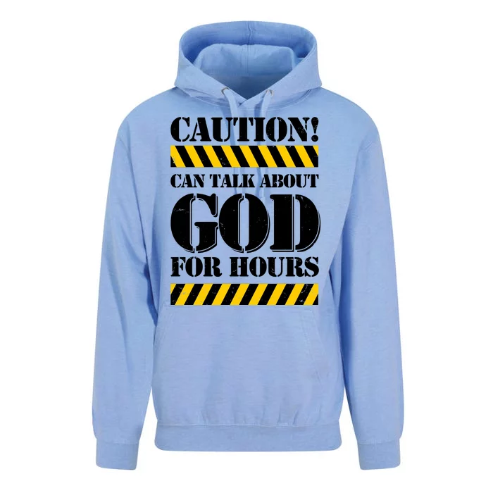 Caution! Can Talk About God For Hours Unisex Surf Hoodie