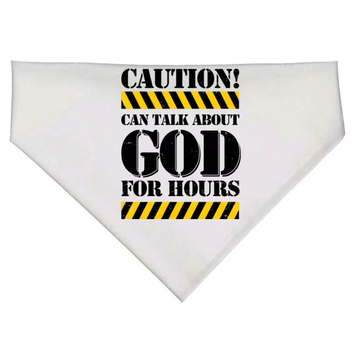 Caution! Can Talk About God For Hours USA-Made Doggie Bandana