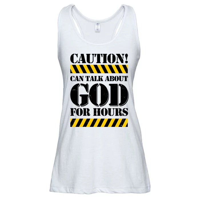 Caution! Can Talk About God For Hours Ladies Essential Flowy Tank