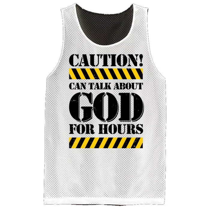 Caution! Can Talk About God For Hours Mesh Reversible Basketball Jersey Tank