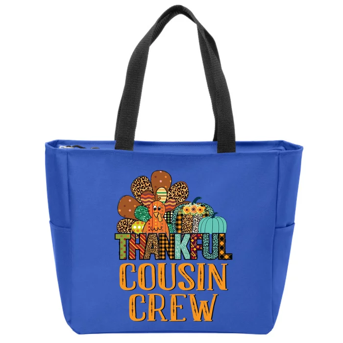 Cousin Crew Turkey Thankful Thanksgiving For Family Cool Gift Zip Tote Bag