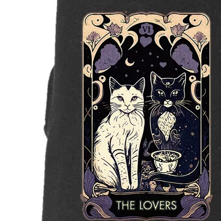 Cute Cat The Lovers Tarot Card Cat Tarot Card Graphic Doggie 3-End Fleece Hoodie