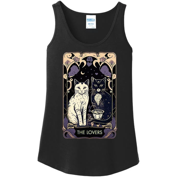 Cute Cat The Lovers Tarot Card Cat Tarot Card Graphic Ladies Essential Tank