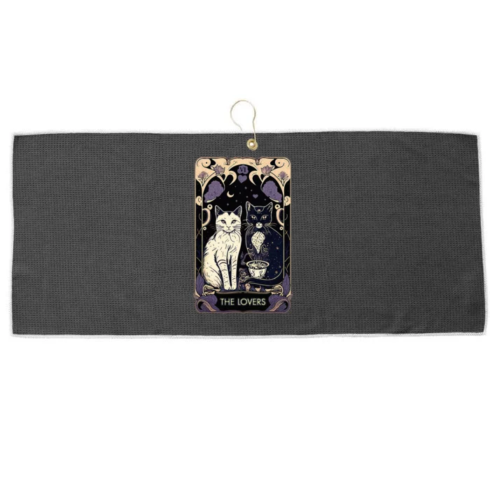 Cute Cat The Lovers Tarot Card Cat Tarot Card Graphic Large Microfiber Waffle Golf Towel