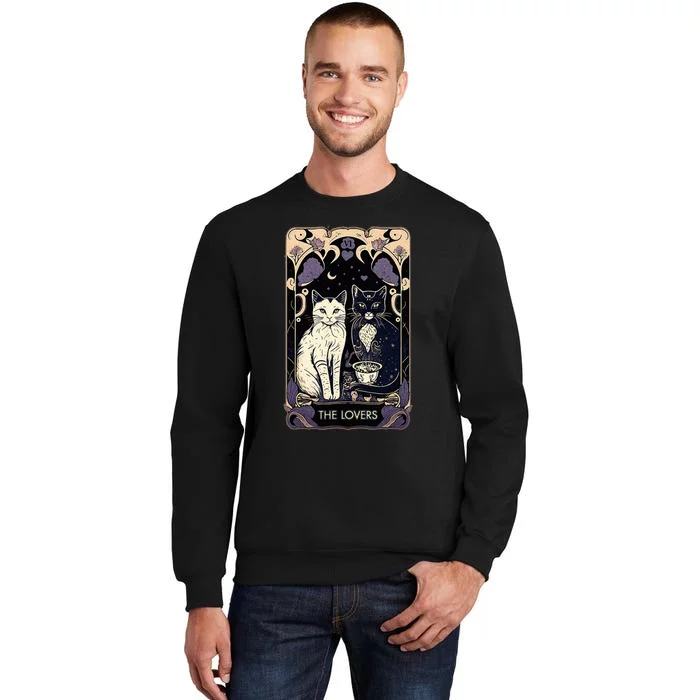 Cute Cat The Lovers Tarot Card Cat Tarot Card Graphic Tall Sweatshirt