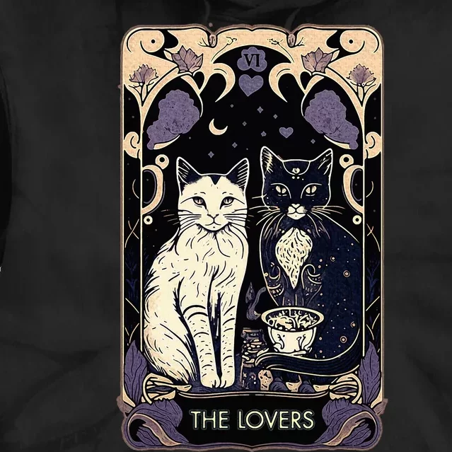 Cute Cat The Lovers Tarot Card Cat Tarot Card Graphic Tie Dye Hoodie