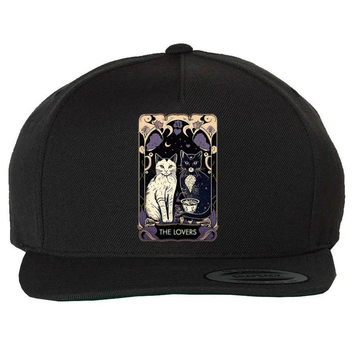 Cute Cat The Lovers Tarot Card Cat Tarot Card Graphic Wool Snapback Cap