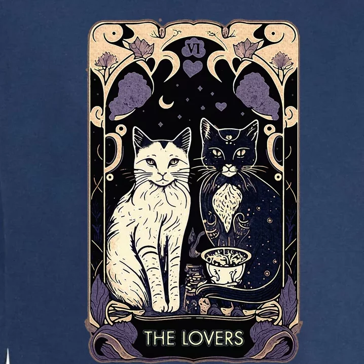 Cute Cat The Lovers Tarot Card Cat Tarot Card Graphic Garment-Dyed Sweatshirt