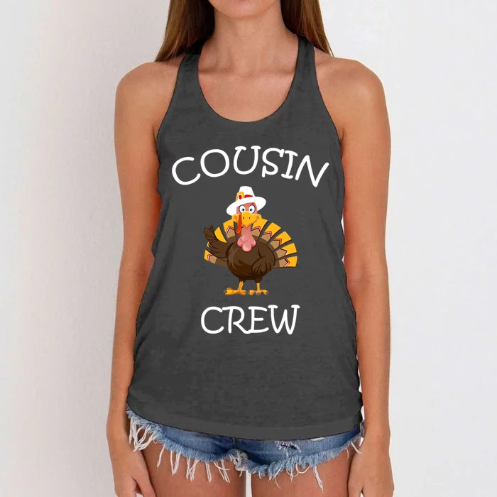 Cousin Crew Turkey Thanksgiving Family Graphic Gift Women's Knotted Racerback Tank