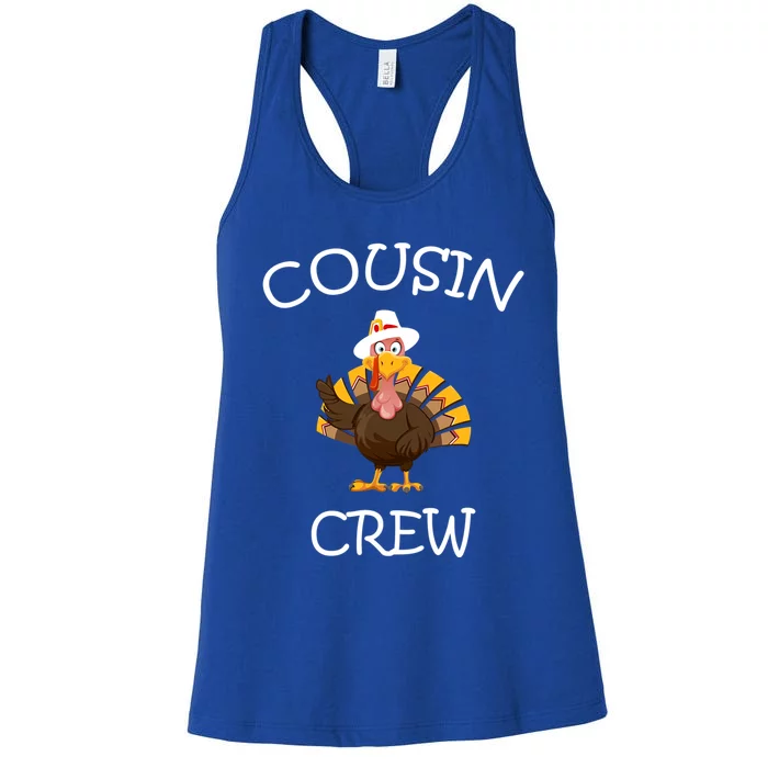 Cousin Crew Turkey Thanksgiving Family Graphic Gift Women's Racerback Tank