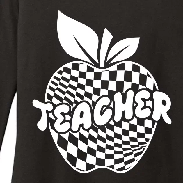 Cool Checkered Teacher Apple Womens CVC Long Sleeve Shirt