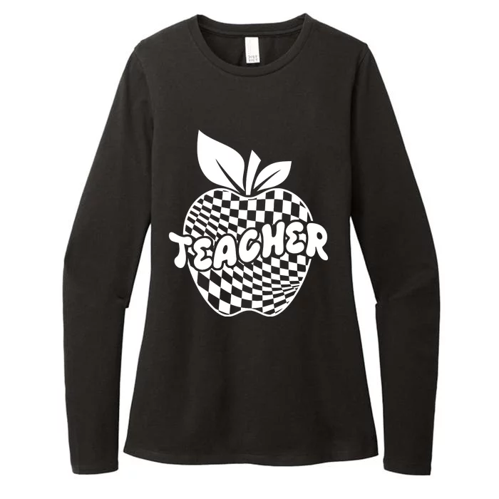 Cool Checkered Teacher Apple Womens CVC Long Sleeve Shirt