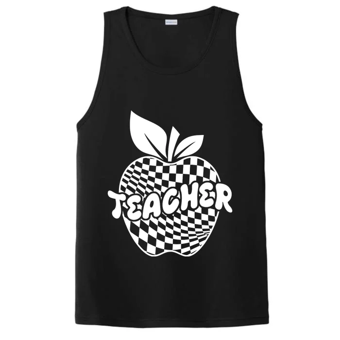 Cool Checkered Teacher Apple Performance Tank