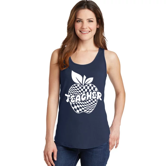 Cool Checkered Teacher Apple Ladies Essential Tank