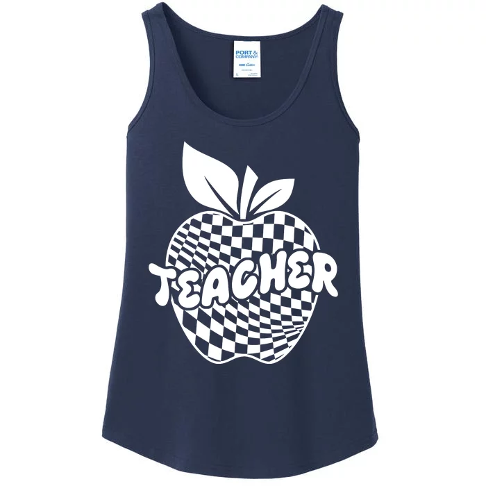 Cool Checkered Teacher Apple Ladies Essential Tank