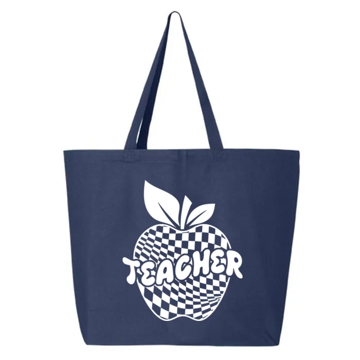 Cool Checkered Teacher Apple 25L Jumbo Tote