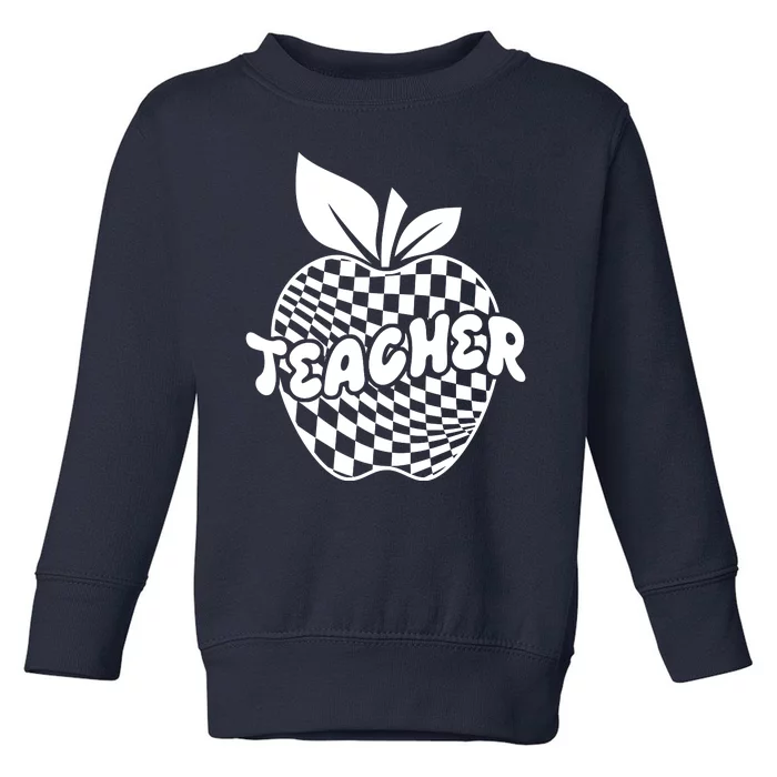 Cool Checkered Teacher Apple Toddler Sweatshirt