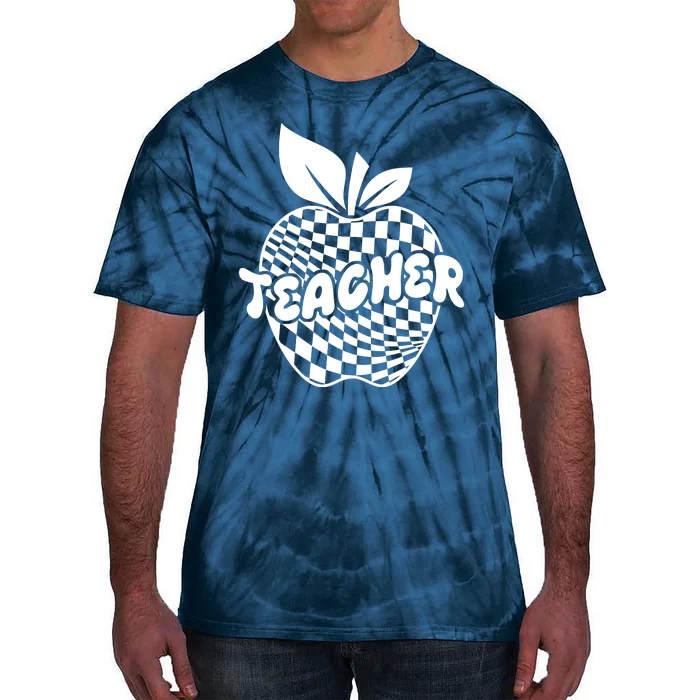 Cool Checkered Teacher Apple Tie-Dye T-Shirt