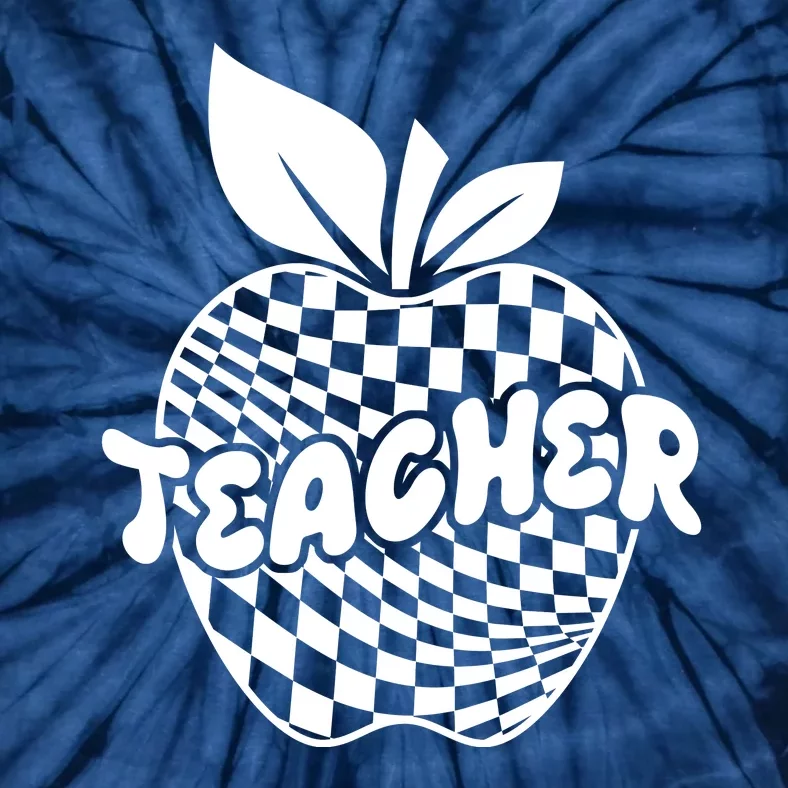 Cool Checkered Teacher Apple Tie-Dye T-Shirt