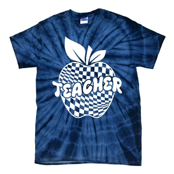 Cool Checkered Teacher Apple Tie-Dye T-Shirt