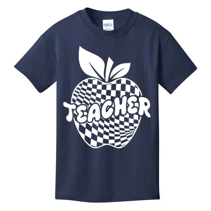 Cool Checkered Teacher Apple Kids T-Shirt