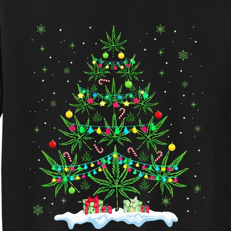 Cannabis Christmas Tree Xmas Funny Smoking Weed Marijuana Sweatshirt