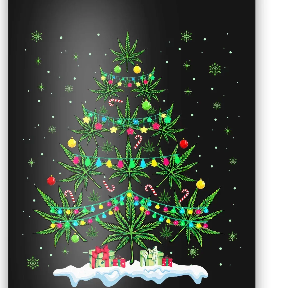 Cannabis Christmas Tree Xmas Funny Smoking Weed Marijuana Poster