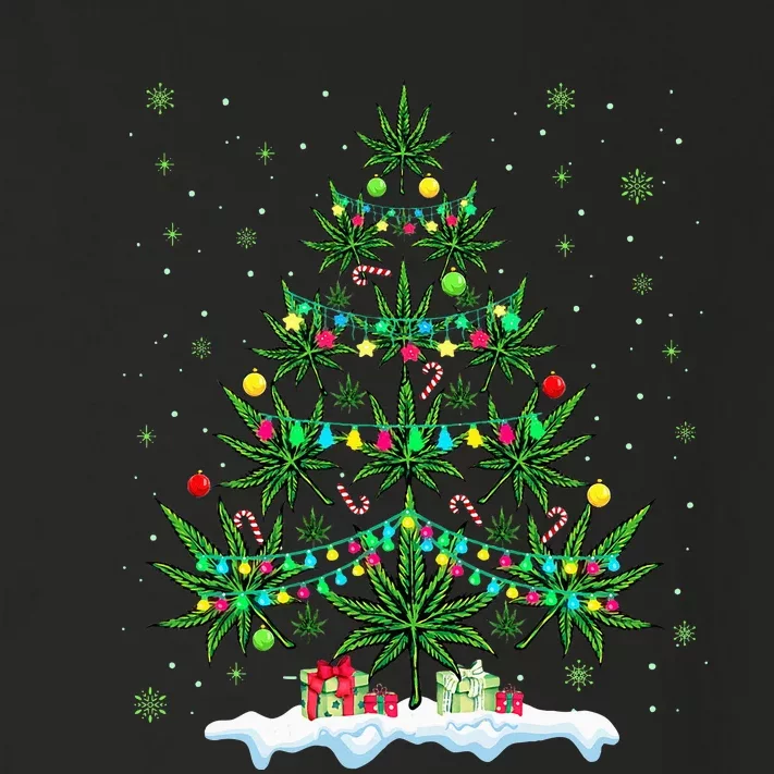 Cannabis Christmas Tree Xmas Funny Smoking Weed Marijuana Toddler Long Sleeve Shirt