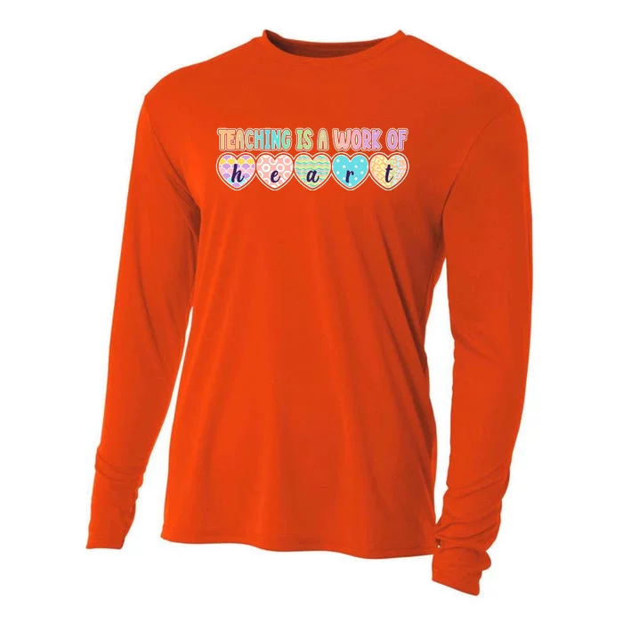 Cute Colorful Teaching Is A Work Of Heart Cooling Performance Long Sleeve Crew