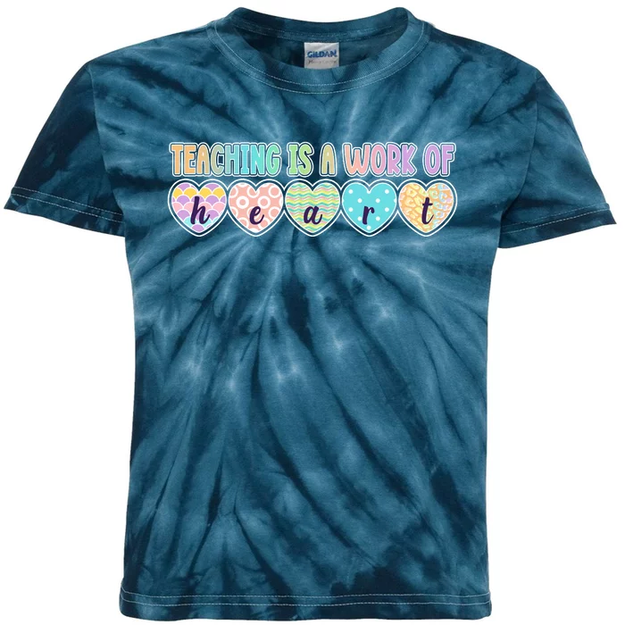 Cute Colorful Teaching Is A Work Of Heart Kids Tie-Dye T-Shirt