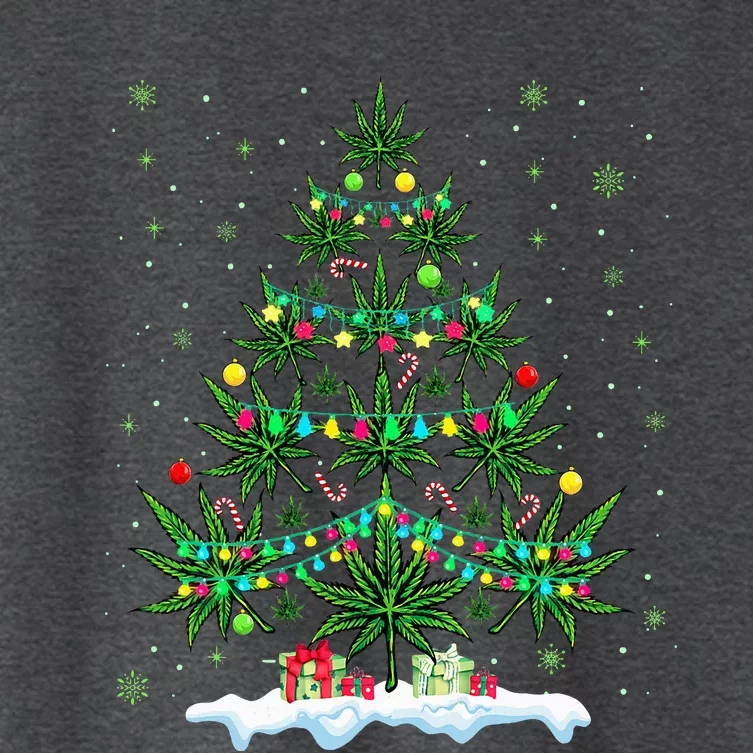 Cannabis Christmas Tree Xmas Funny Smoking Weed Marijuana Women's Crop Top Tee