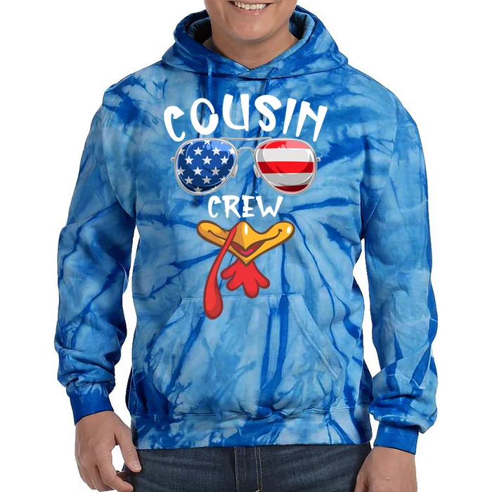 Cousin Crew Turkey Usa Flag Thanksgiving Day Matching Family Gift Tie Dye Hoodie