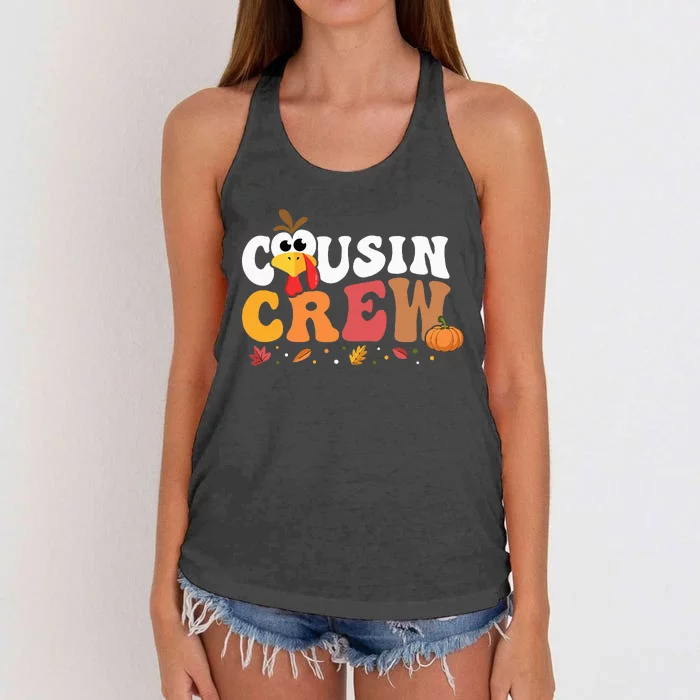 Cousin Crew Thanksgiving Family Matching Turkey Day Fall Women's Knotted Racerback Tank