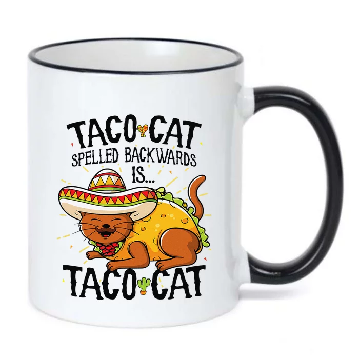 Cute Cat , Tacocat Spelled Backwards Is Taco Cat Black Color Changing Mug