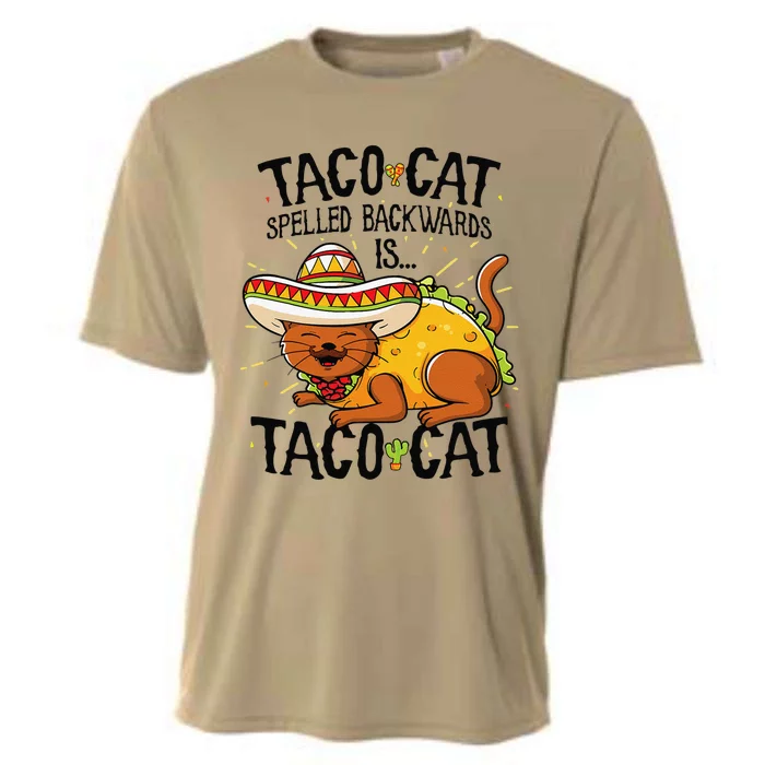 Cute Cat , Tacocat Spelled Backwards Is Taco Cat Cooling Performance Crew T-Shirt