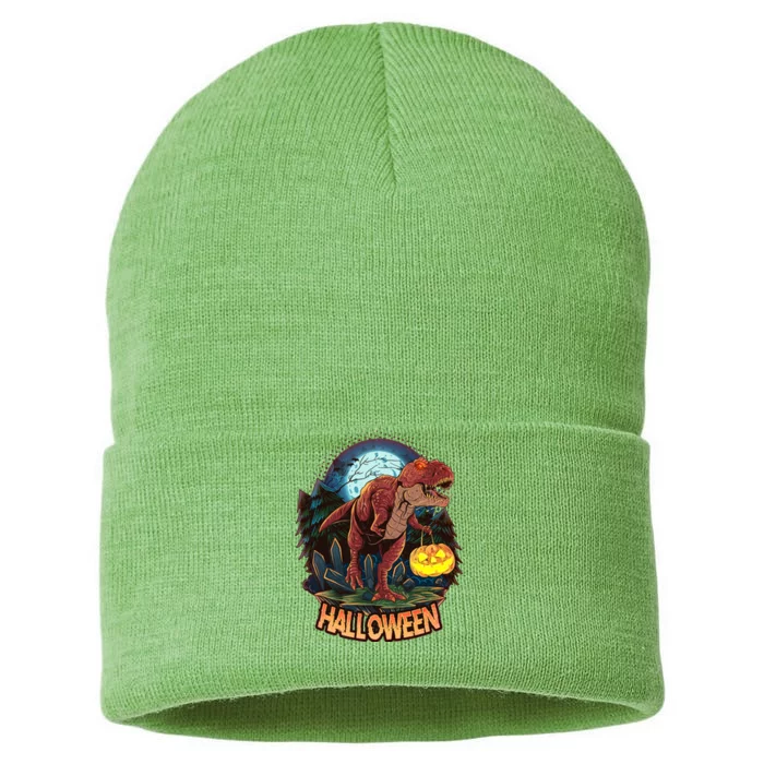 Cool Creepy Trex Dinosaur Halloween Sustainable Knit Beanie