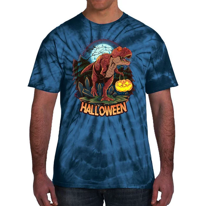 Cool Creepy Trex Dinosaur Halloween Tie-Dye T-Shirt