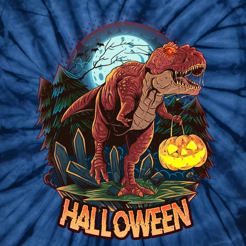 Cool Creepy Trex Dinosaur Halloween Tie-Dye T-Shirt