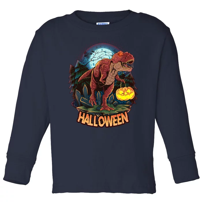 Cool Creepy Trex Dinosaur Halloween Toddler Long Sleeve Shirt