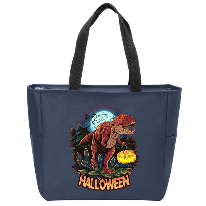 Cool Creepy Trex Dinosaur Halloween Zip Tote Bag