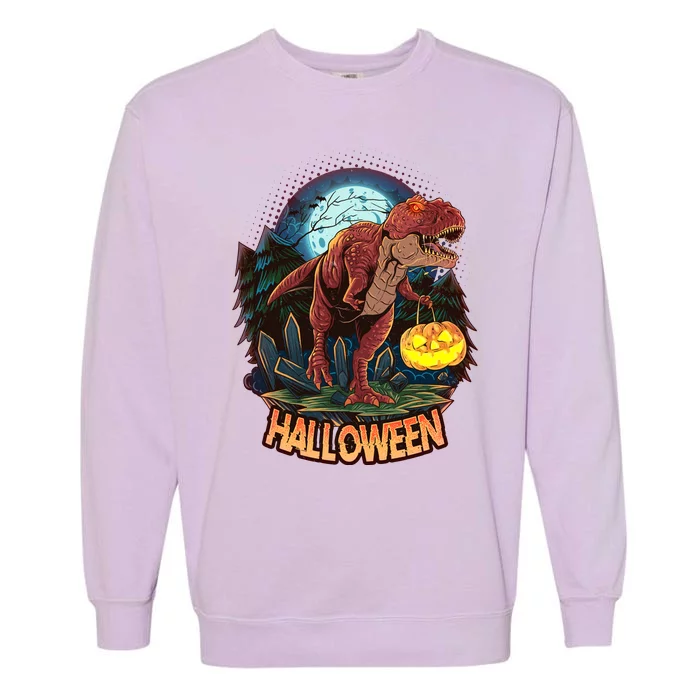 Cool Creepy Trex Dinosaur Halloween Garment-Dyed Sweatshirt