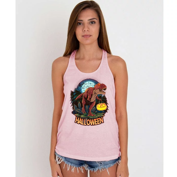 Cool Creepy Trex Dinosaur Halloween Women's Knotted Racerback Tank