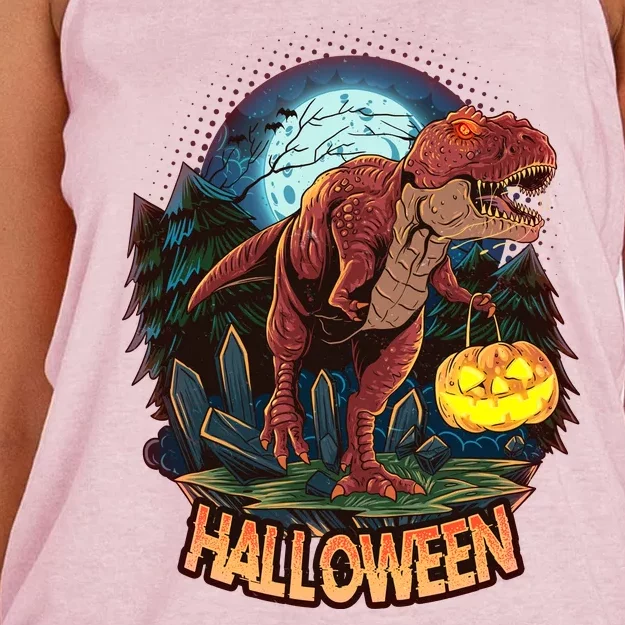 Cool Creepy Trex Dinosaur Halloween Women's Knotted Racerback Tank